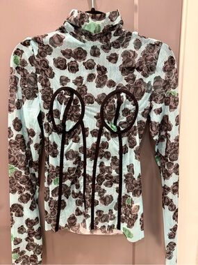 Natasha Zinko Pixel Roses Size US 4 Mesh Top / Blouse